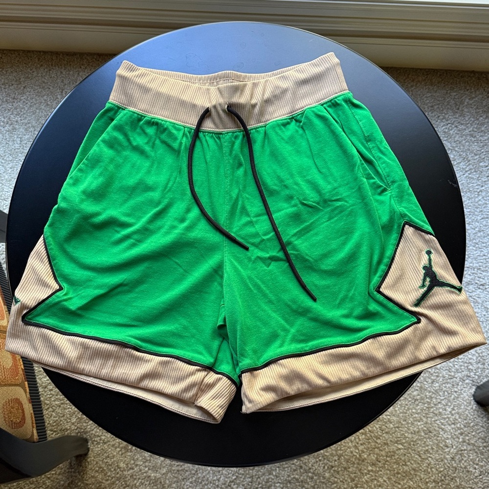 Brand New Jordan Green and Tan Diamond Shorts